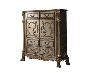 55" Bone Carved Scrollwork Solid Wood Two Door Five Drawer Combo Dresser