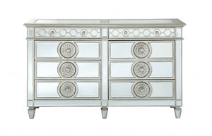 68" Gray Wood Six Drawer Double Dresser