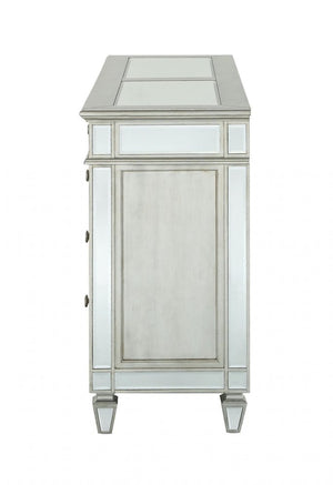 68" Silver Wood Mirrored Eight Drawer Double Dresser