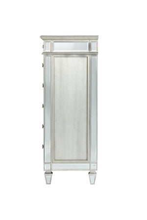 44" Silver Solid Wood Mirrored Six Drawer Dresser