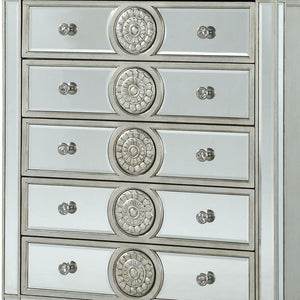 44" Silver Solid Wood Mirrored Six Drawer Dresser