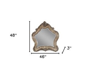 48" Oak Abstract Wood Framed Mounted Dresser Mirror