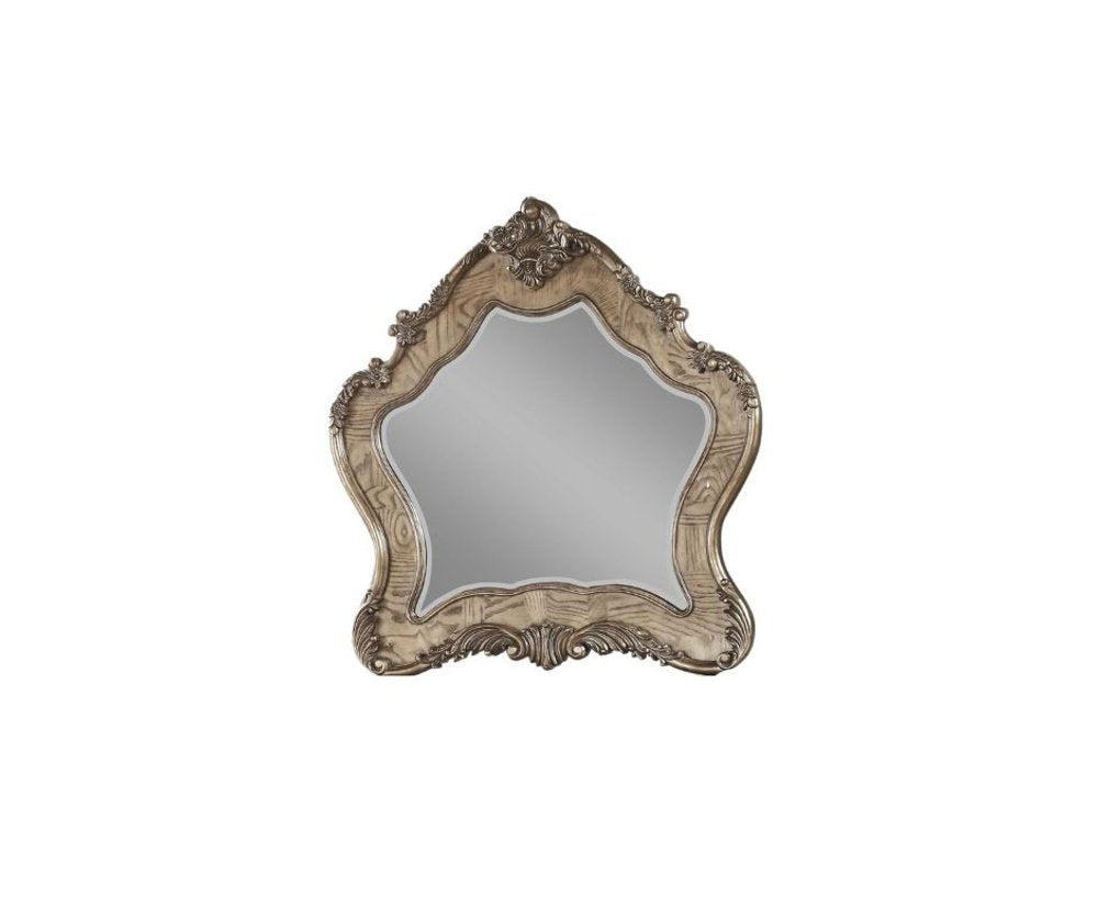 48" Oak Abstract Wood Framed Mounted Dresser Mirror