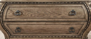 73" Brown Carved Scrollwork Solid Wood Eleven Drawer Triple Dresser