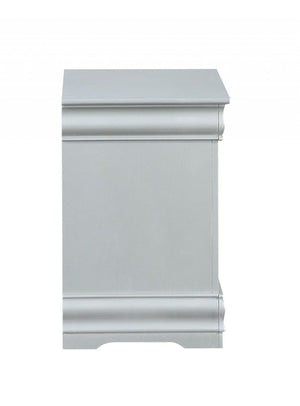 34" Antiqued White Solid Wood Three Drawer Nightstand