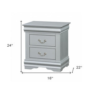 34" Antiqued White Solid Wood Three Drawer Nightstand