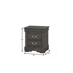 24" Gray Two Drawers Nightstand