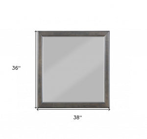 38" Gray Square Wood Framed Accent Mirror