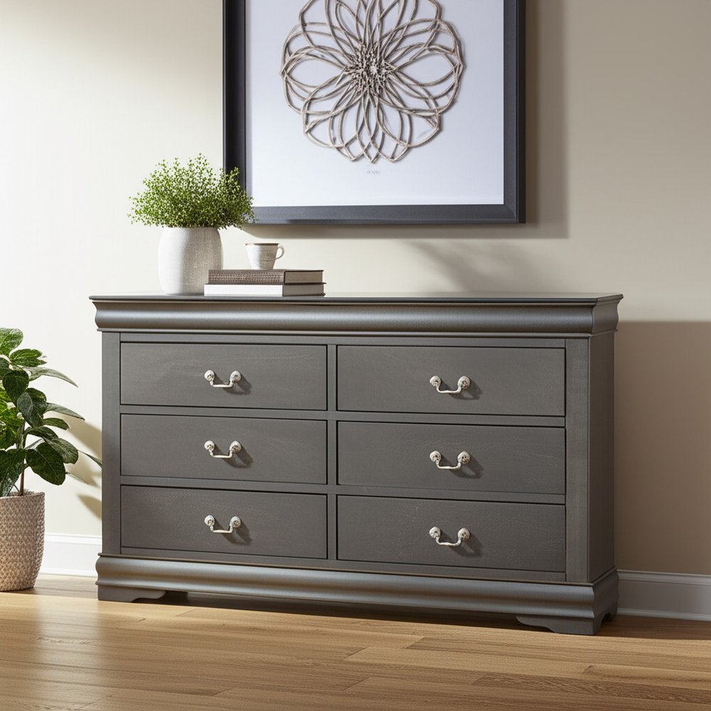 73" Off White Solid Wood Nine Drawer Double Dresser