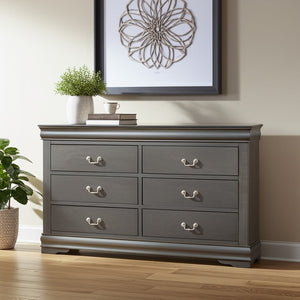 15" Gray Solid Wood Double Dresser