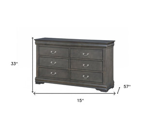15" Gray Solid Wood Double Dresser