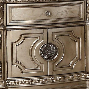 29" Champagne One Drawer Faux Marble and Solid Wood Nightstand With Storage