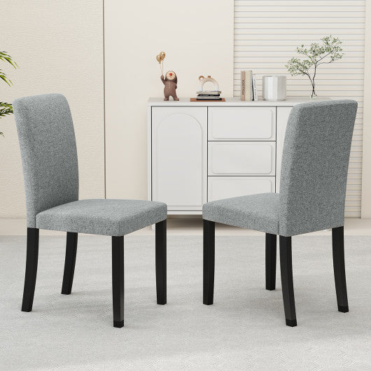 Dining Chair Set of 2 Mid-Century Modern Chairs with Rubber Wood Legs-Gray