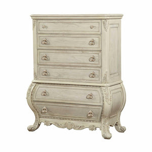 42" Cream Solid Wood Six Drawer
