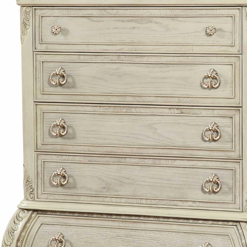 42" Cream Solid Wood Six Drawer