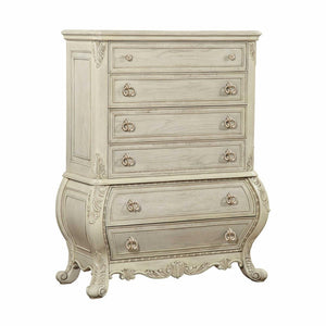 42" Cream Solid Wood Six Drawer