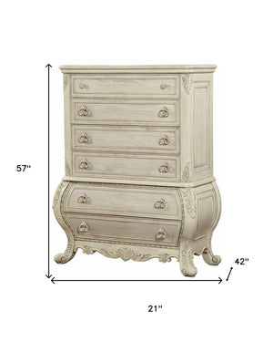 21" X 42" X 57" Antique White Wood Chest