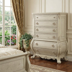 42" Cream Solid Wood Six Drawer