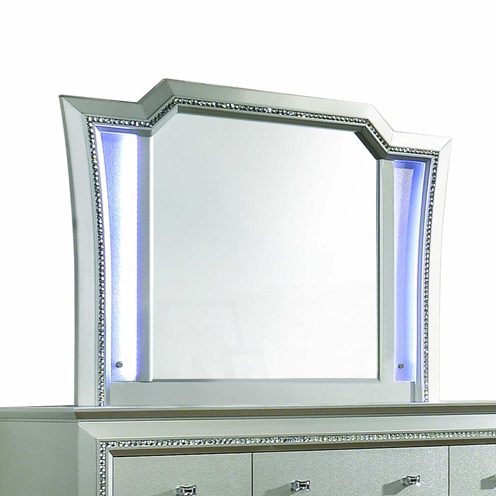 38" Champagne Abstract Wood Framed Mounted Dresser Mirror