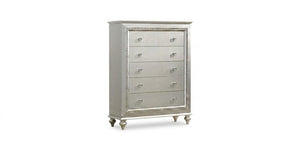 38" Champagne Faux Crystal Bling Wood Five Drawer Dresser