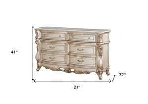 21" Beige Solid Wood Double Dresser