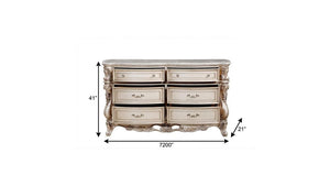 7200" Beige Solid Wood Six Drawer Double Dresser