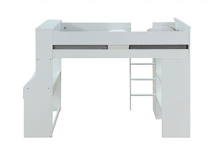 45" X 92" X 66" White Wood Veneer (Laminated) Loft Bed