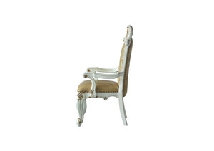 Set of Two 27" Brown and White Faux Leather Tufted Side Chair