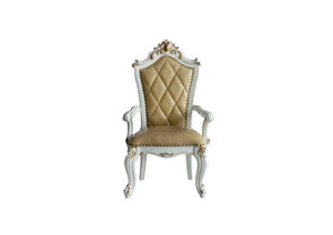 Set of Two 27" Brown and White Faux Leather Tufted Side Chair
