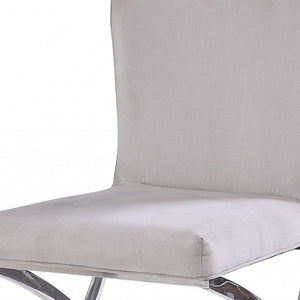 24" Beige and Silver Velvet Parsons Chair