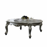 36" White Resin And Wood Coffee Table With Shelf