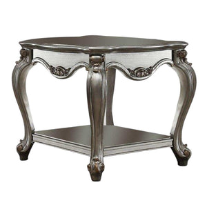 24" Gray Solid Wood End Table With Shelf