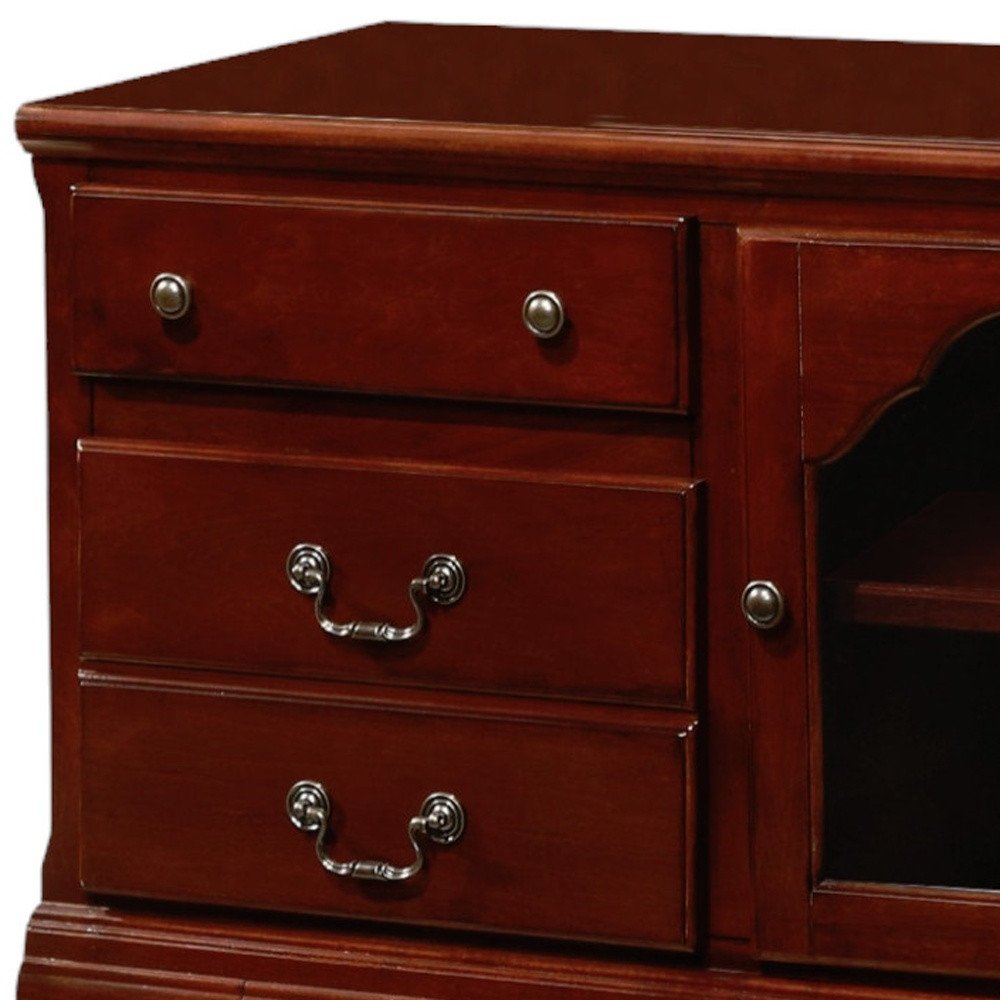 58" Brown Solid and Manufactured Wood Enclosed and Open Storage TV Stand