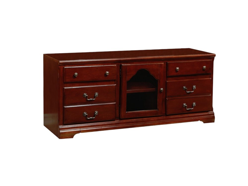 58" Brown Solid and Manufactured Wood Enclosed and Open Storage TV Stand