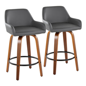 Daniella - Contemporary Fixed Height Counter Stool With Swivel With Round Footrest (Set of 2) by Couch.com
