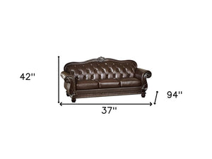 37" Espresso Top Grain Leather Sofa