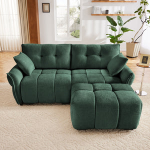 Elegant Sofa Set With Ottoman And Pillows, Textured Chenille, High Resilience Cushions by Couch.com