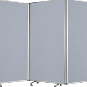 71" Gray Iron Folding Three Panel Screen Room Divider