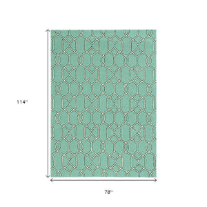 7' X 10' Green Moroccan Indoor Outdoor Area Rug