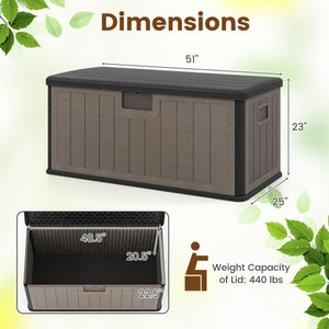100 Gallon Large Deck Box with Lockable Lid for Patio-Black and Brown