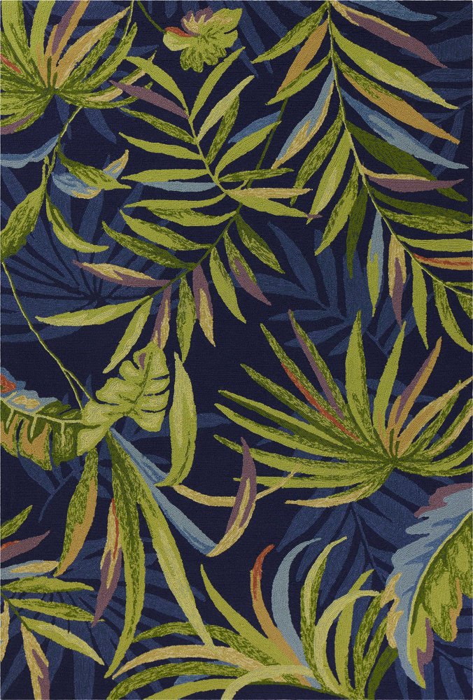 5' X 8' Blue Floral Indoor Outdoor Area Rug