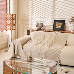 Natural Textured Linen Couch Cover, Breathable & Hypoallergenic Furniture Protector