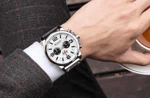 Retro  Waterproof Watch With Chronometers Steel Case And Leather Belts Unique Design Excellent Look Perfect Gift For Your Man