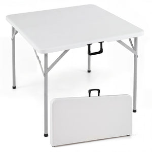 34 Inch Square Foldable Card Table with Carrying Handle-White