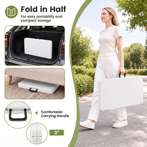 34 Inch Square Foldable Card Table with Carrying Handle-White