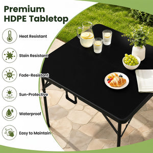 34 Inch Square Foldable Card Table with Carrying Handle-Black