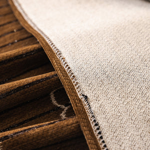 Chenille Camellia Floral Sofa Throw Cover Couch Blanket with Striped Jacquard