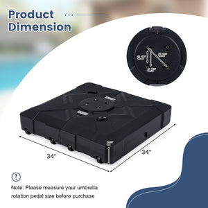 34" x 34" Cantilever Patio Umbrella Base with 4 Wheels