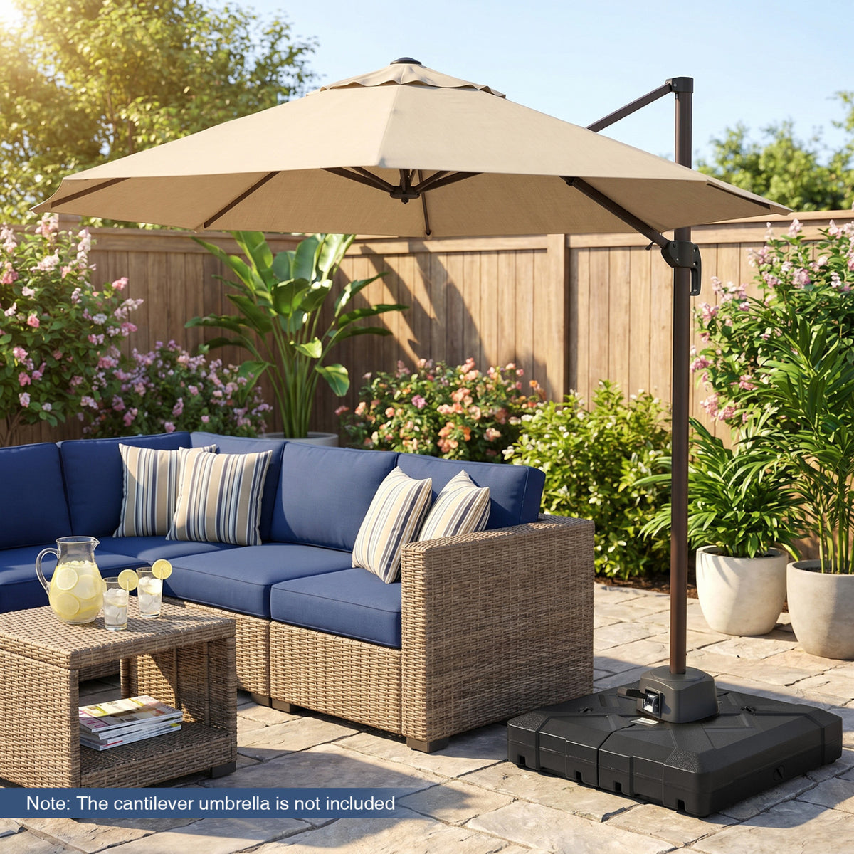 34" x 34" Cantilever Patio Umbrella Base with 4 Wheels