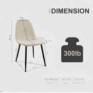 Modern Accent Dining Chairs Upholstered Seat, Metal Legs (Set of 4) by Couch.com